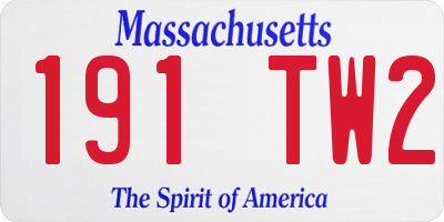 MA license plate 191TW2
