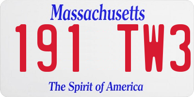 MA license plate 191TW3