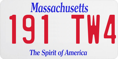 MA license plate 191TW4