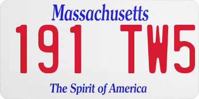 MA license plate 191TW5
