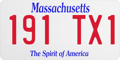 MA license plate 191TX1
