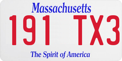 MA license plate 191TX3