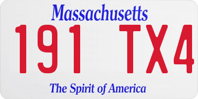 MA license plate 191TX4