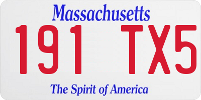 MA license plate 191TX5