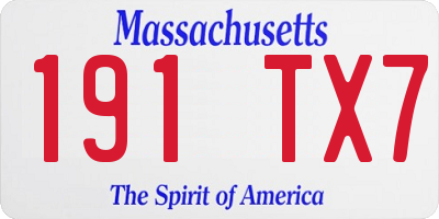 MA license plate 191TX7
