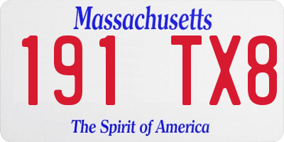 MA license plate 191TX8