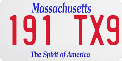 MA license plate 191TX9