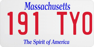 MA license plate 191TY0