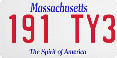 MA license plate 191TY3