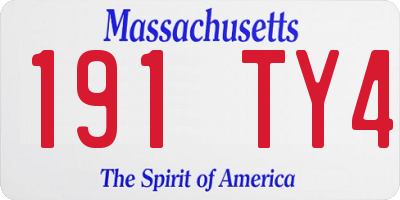MA license plate 191TY4