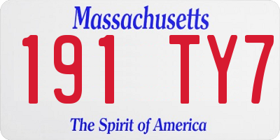 MA license plate 191TY7