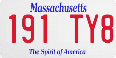 MA license plate 191TY8