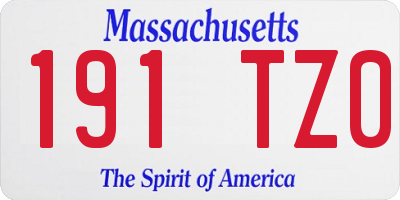 MA license plate 191TZ0