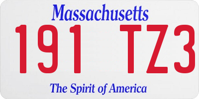 MA license plate 191TZ3