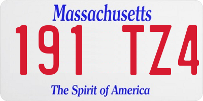 MA license plate 191TZ4
