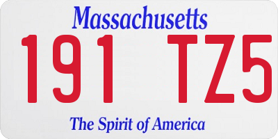 MA license plate 191TZ5