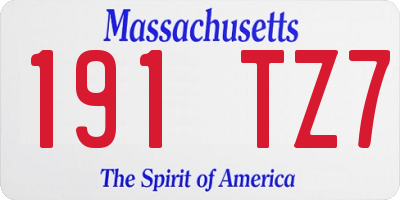 MA license plate 191TZ7
