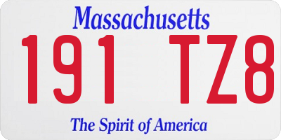MA license plate 191TZ8