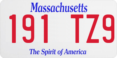MA license plate 191TZ9