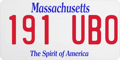 MA license plate 191UB0