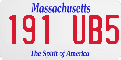 MA license plate 191UB5