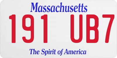 MA license plate 191UB7