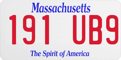 MA license plate 191UB9