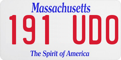 MA license plate 191UD0