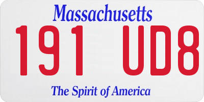 MA license plate 191UD8