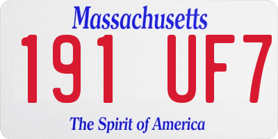 MA license plate 191UF7