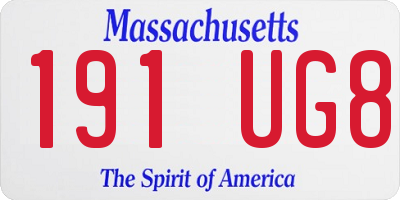 MA license plate 191UG8