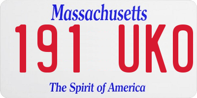MA license plate 191UK0