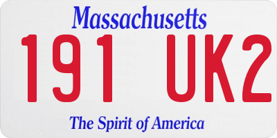 MA license plate 191UK2