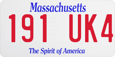MA license plate 191UK4