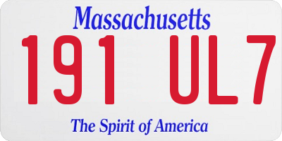 MA license plate 191UL7