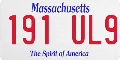 MA license plate 191UL9
