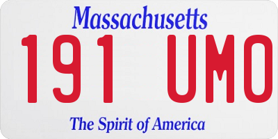 MA license plate 191UM0