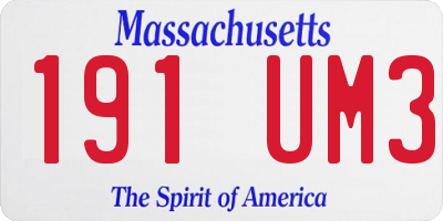 MA license plate 191UM3