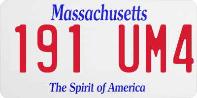 MA license plate 191UM4
