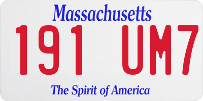 MA license plate 191UM7