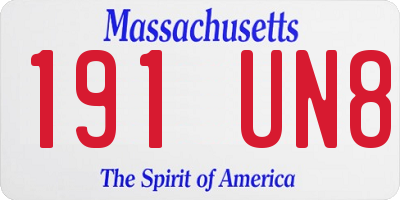 MA license plate 191UN8