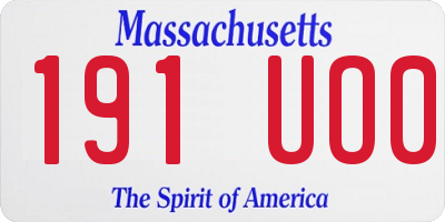 MA license plate 191UO0