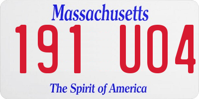 MA license plate 191UO4