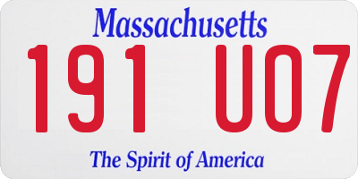 MA license plate 191UO7