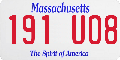 MA license plate 191UO8