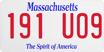 MA license plate 191UO9