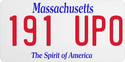 MA license plate 191UP0