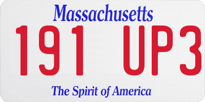 MA license plate 191UP3