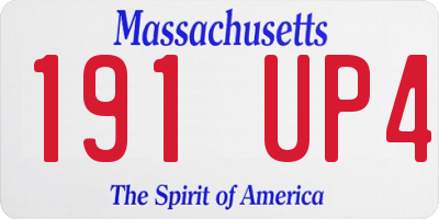 MA license plate 191UP4