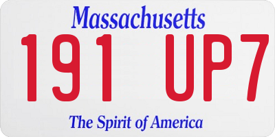 MA license plate 191UP7